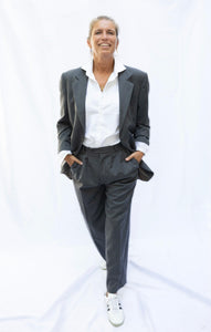 Mid grey wool 80's suit.