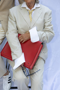 Red laptop bag.