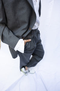 Mid grey wool 80's suit.