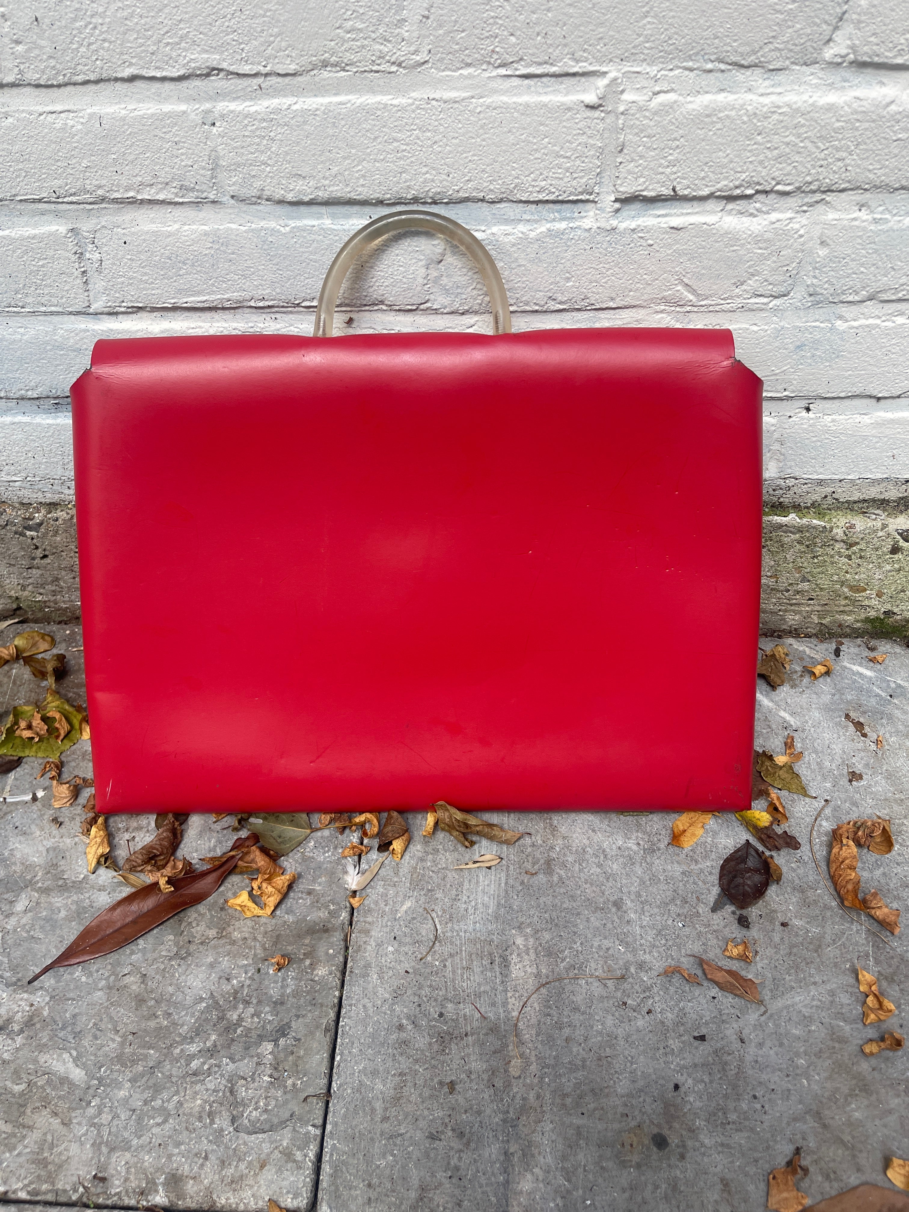 Red laptop bag.
