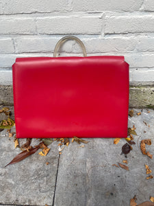Red laptop bag.