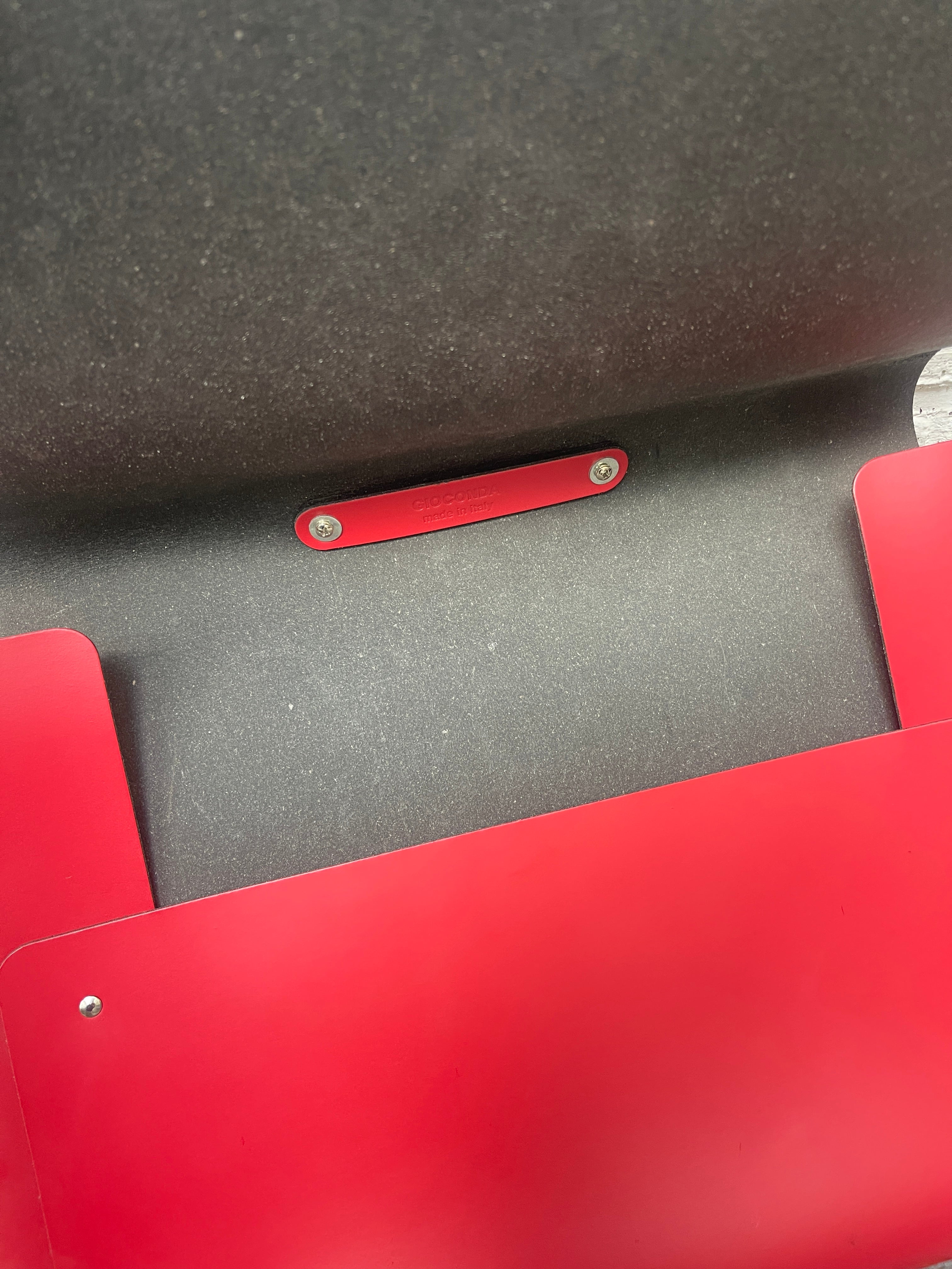 Red laptop bag.
