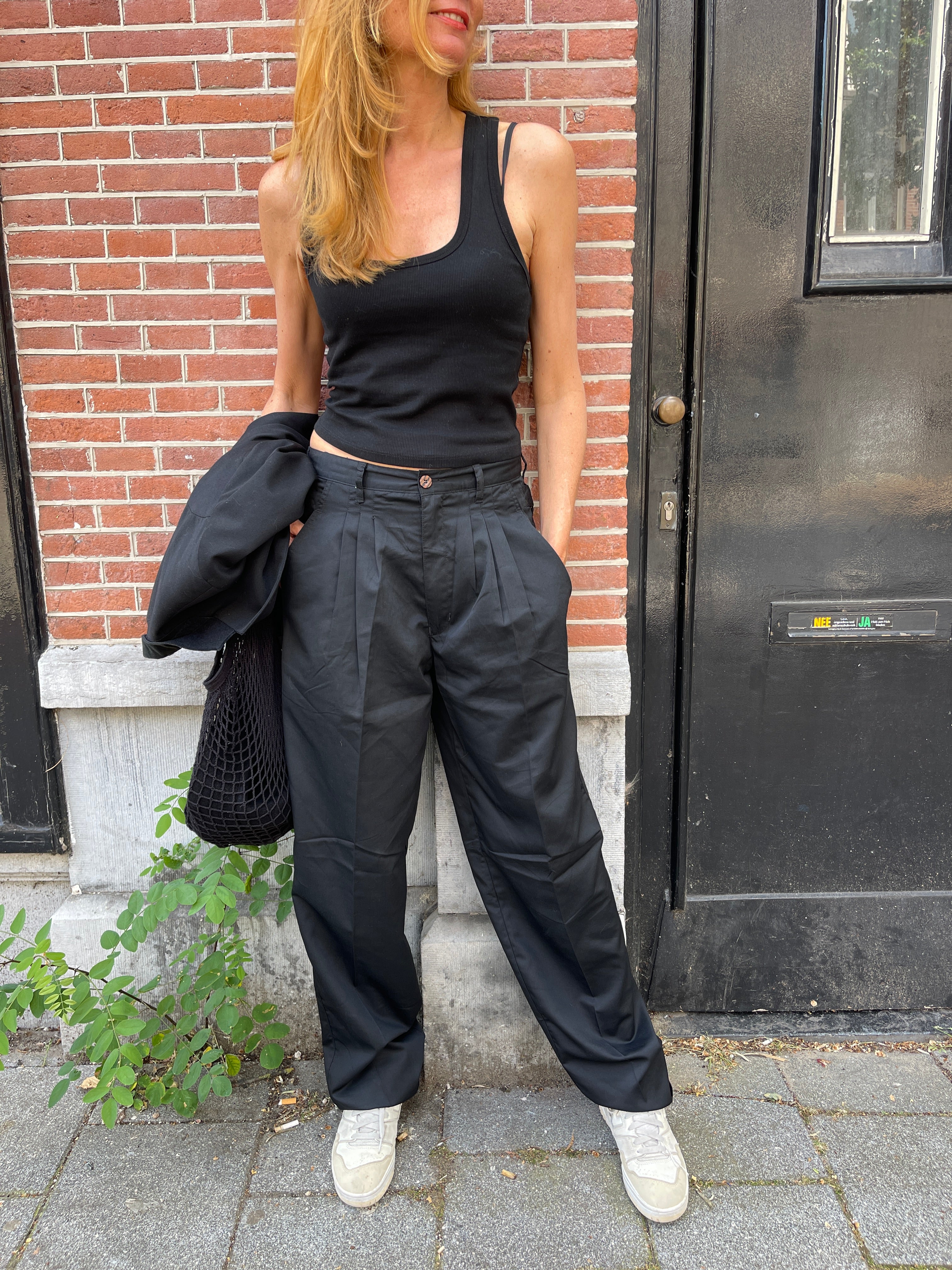 Black pleated 80's pants