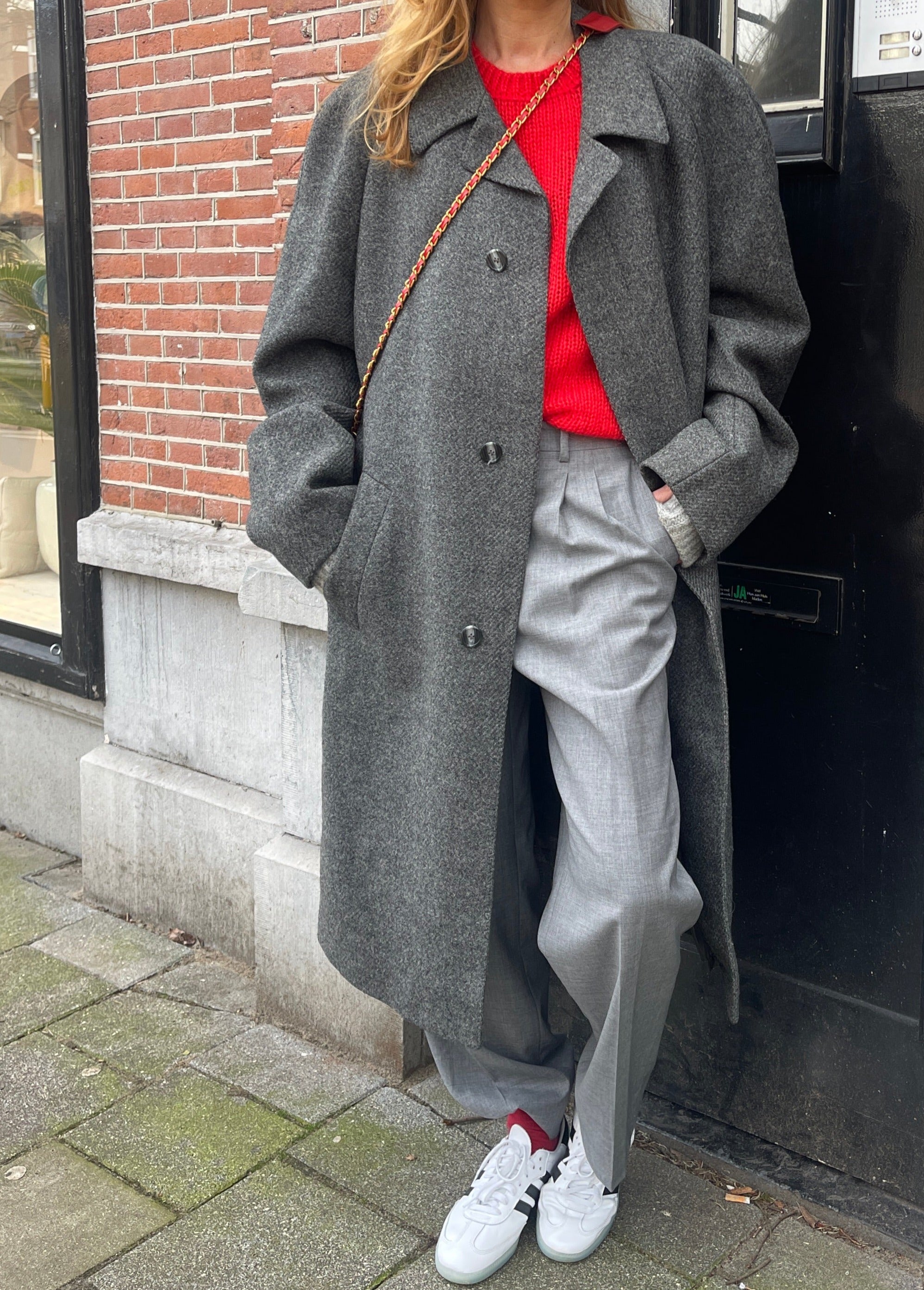 grey wool maxi coat
