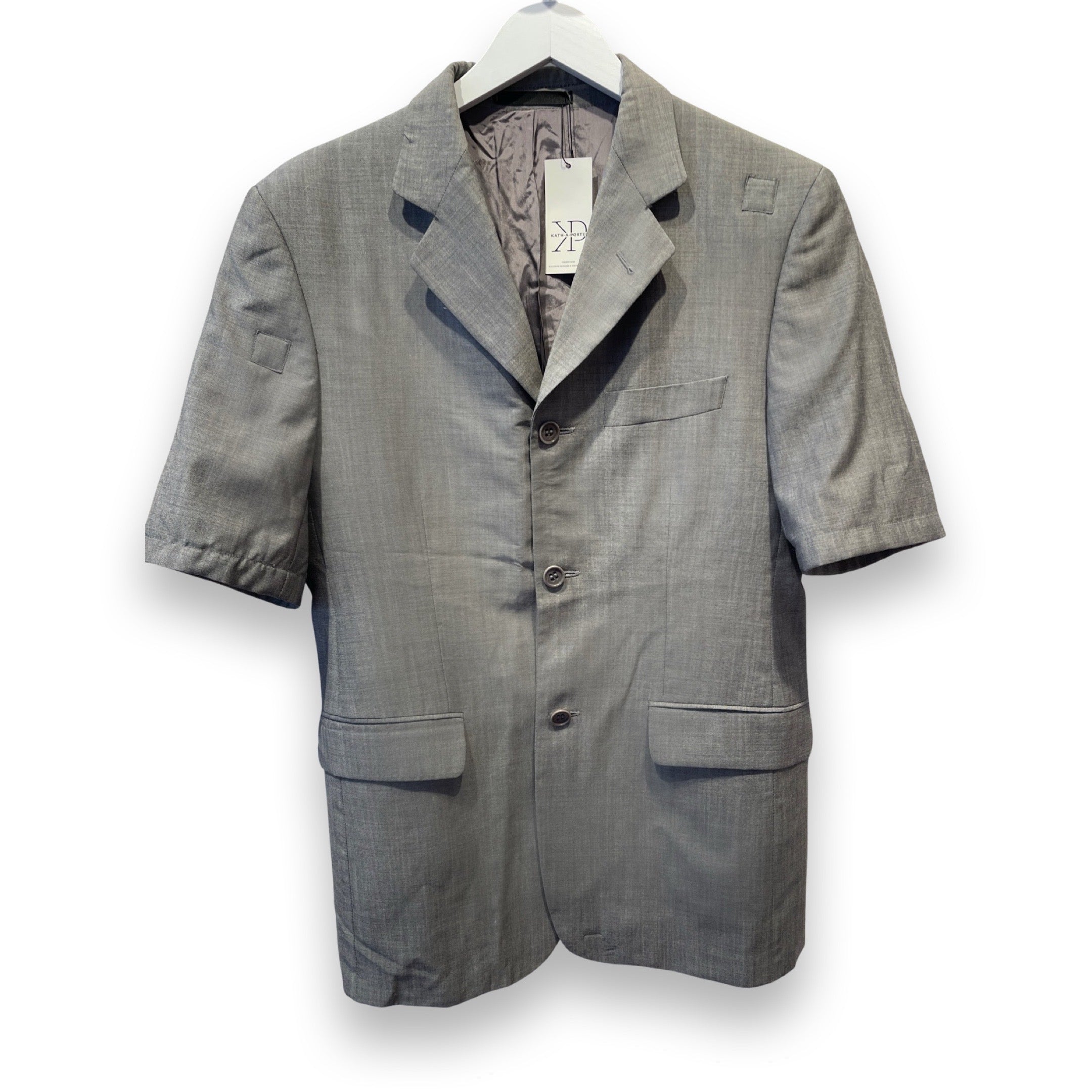 Light grey short sleeve summer suit by YSL.