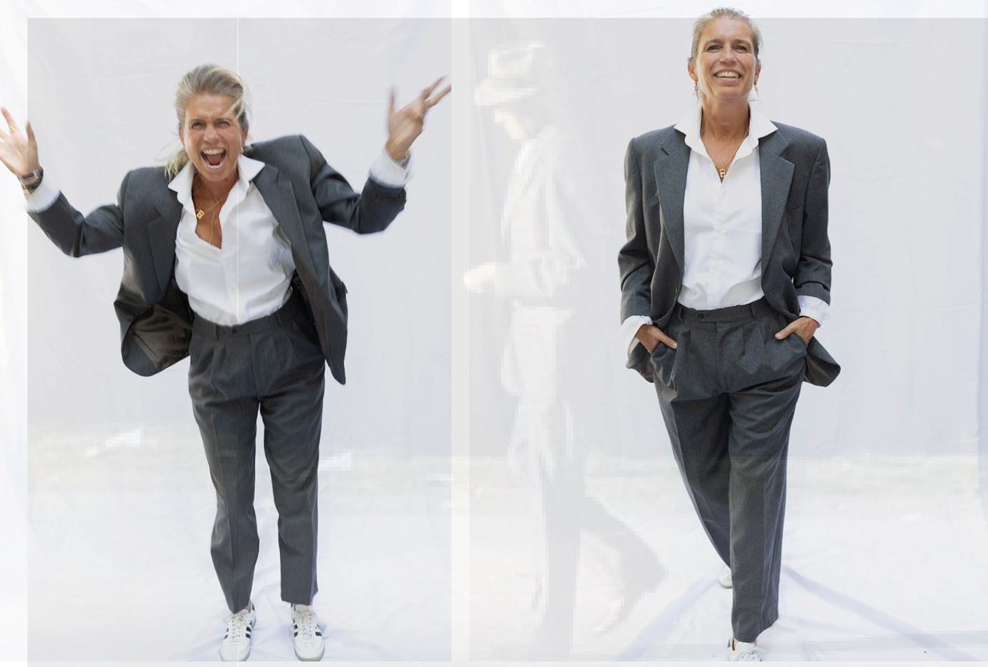 Mid grey wool 80's suit.