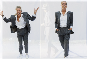 Mid grey wool 80's suit.