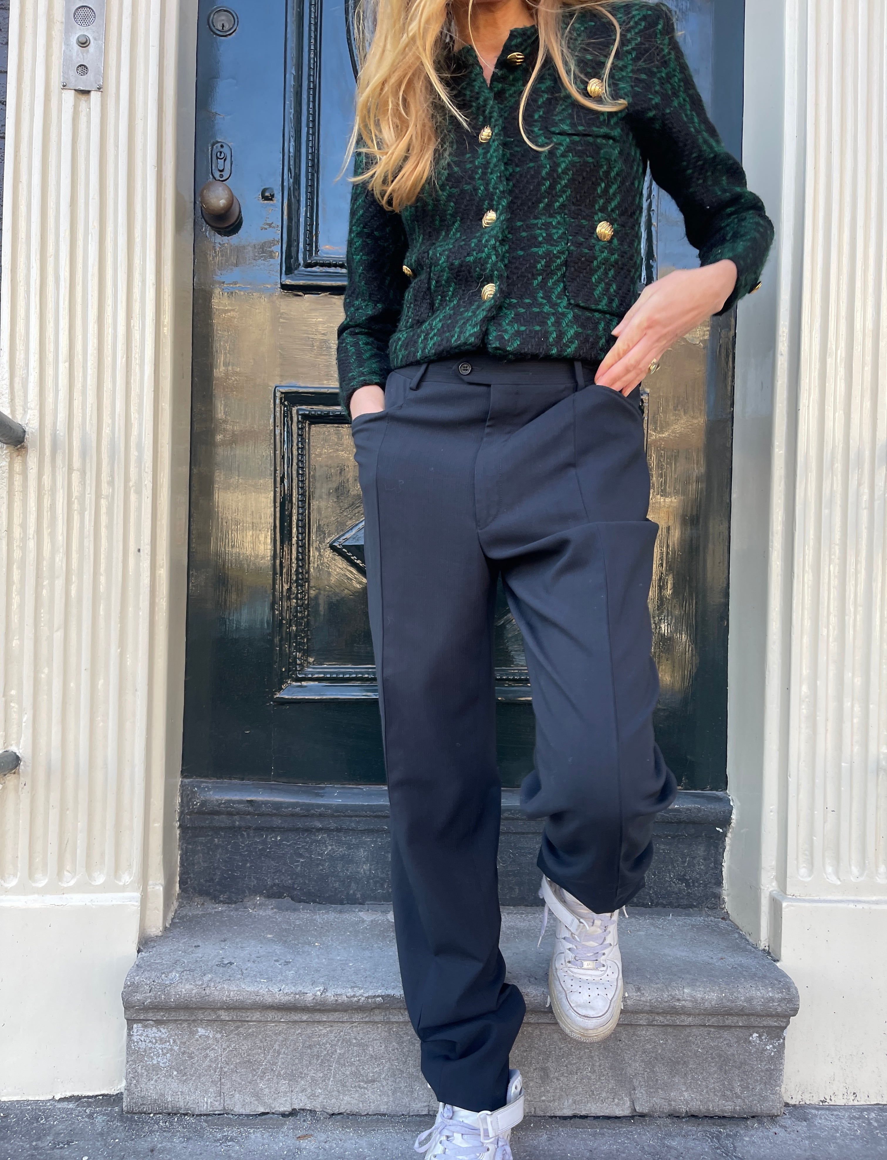 Vintage Yves Saint Laurent Trousers YSL Wool Pinstripe Pants – Modig