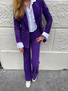 Purple corduroy suit by Bella Freud.
