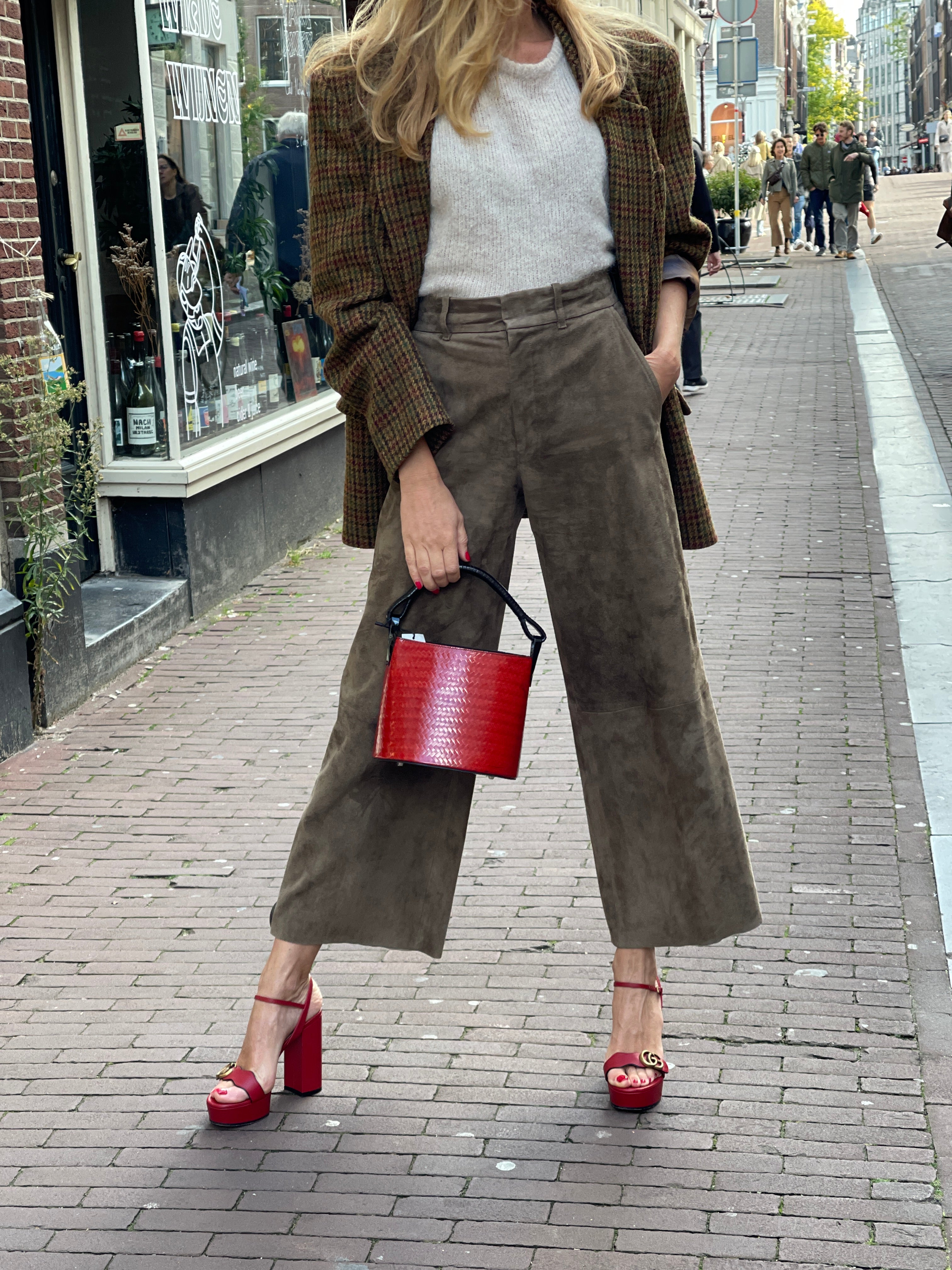 Brown suede culotte by Joseph.