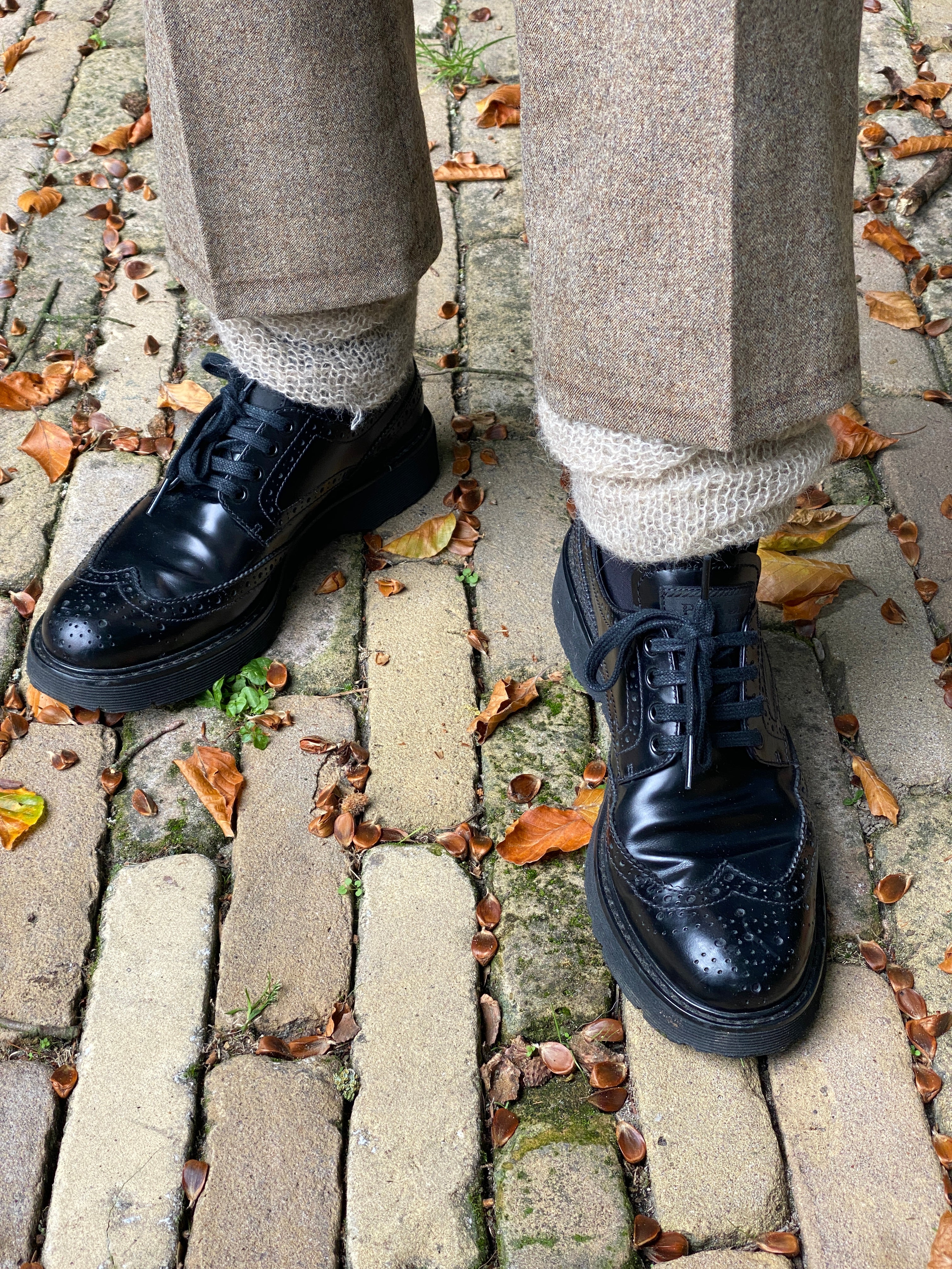 Prada brushed leather Derby shoes.