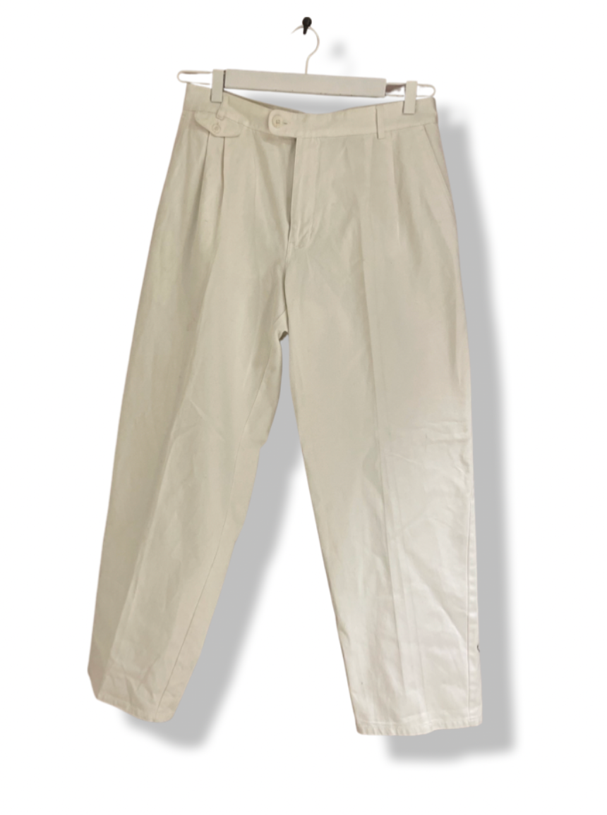 White pleated pants.