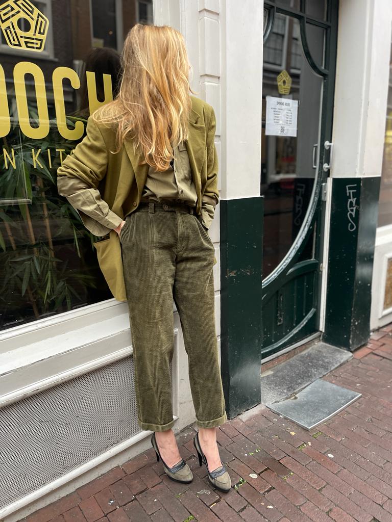 Corduroy Fray Pants, Green - New Arrivals - The Blue Door Boutique