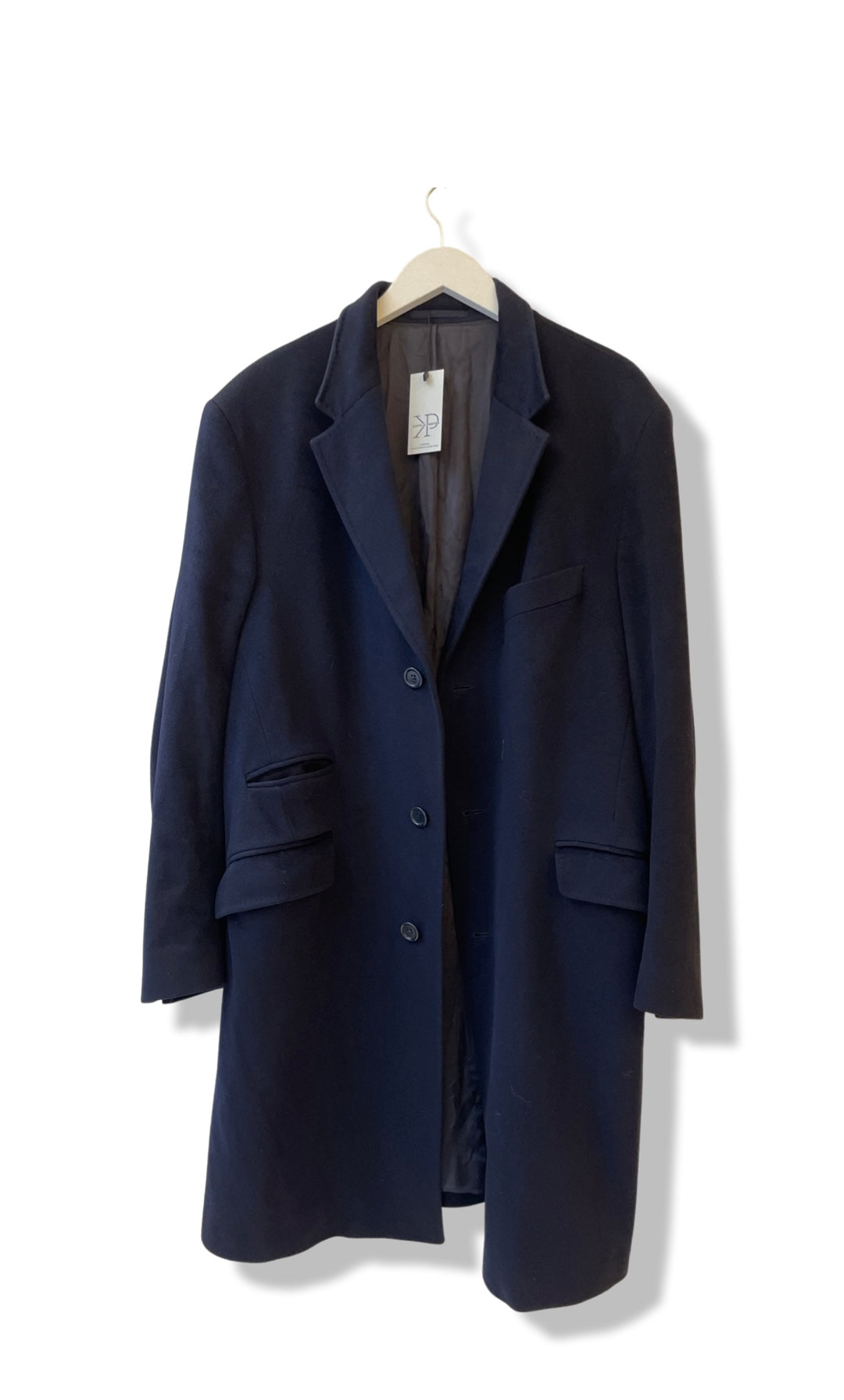 Navy blue cashmere wool coat.