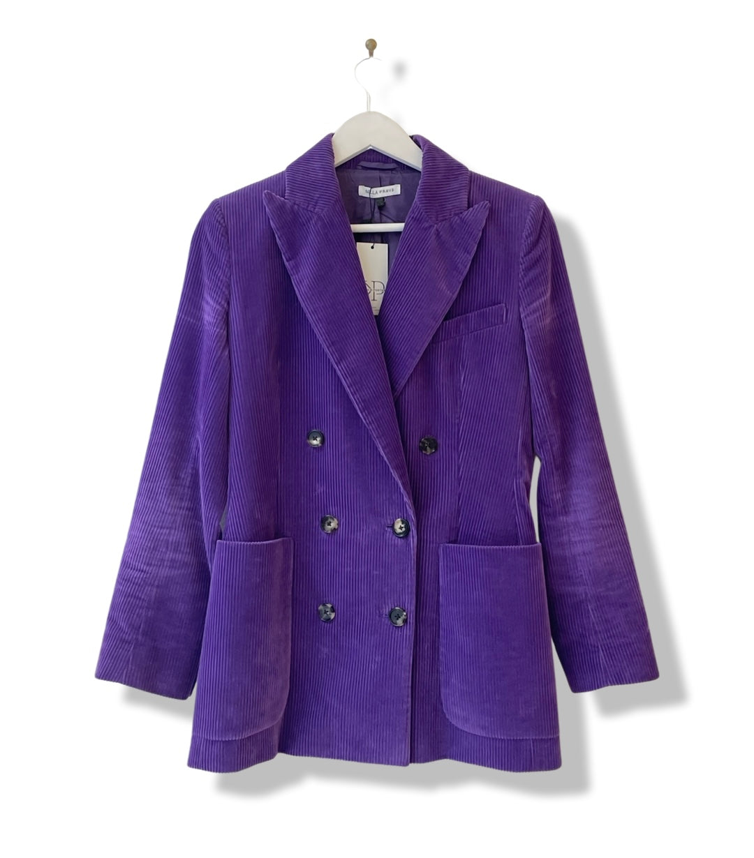 Purple corduroy suit by Bella Freud.