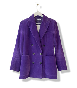 Purple corduroy suit by Bella Freud.